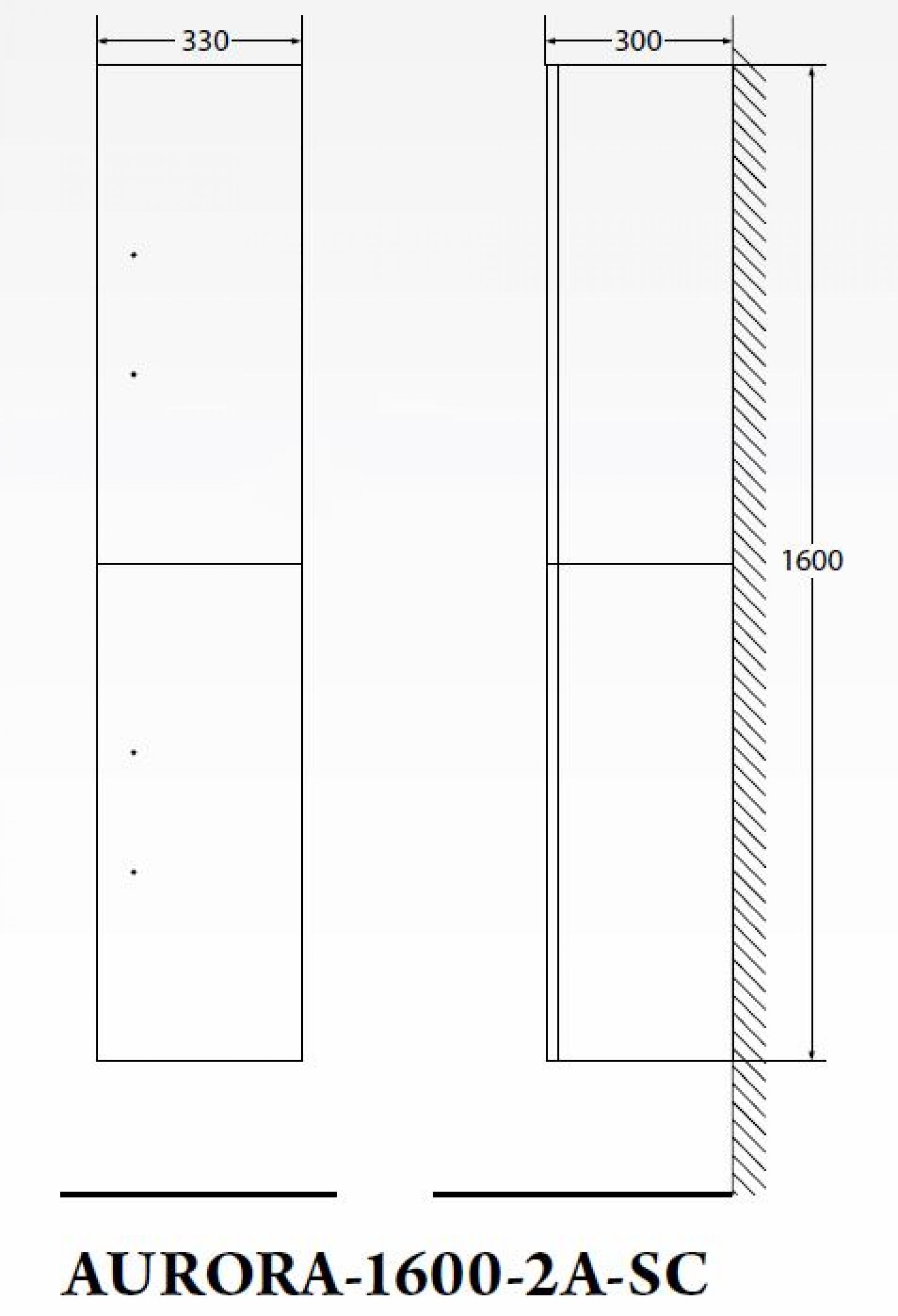 Шкаф подвесной Belbagno Aurora-1600-2A-SC-BL-P-L