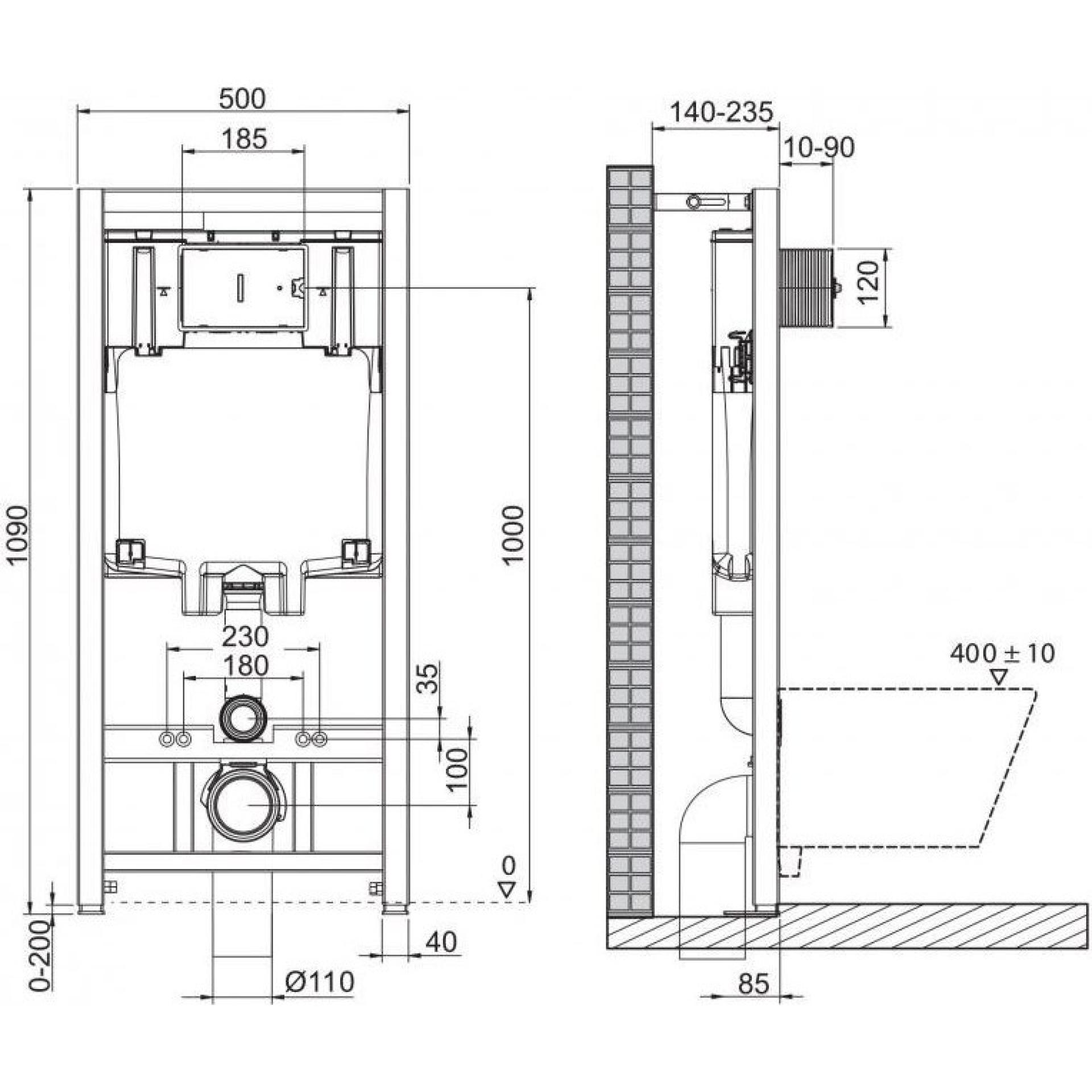 Комплект унитаза с инсталляцией Cezares Stylus-Tor CZR-6601-TH-TOR/CZR2316SC/BB002-80/BB014-SR-BIANCO с сиденьем микролифт и белой клавишей смыва