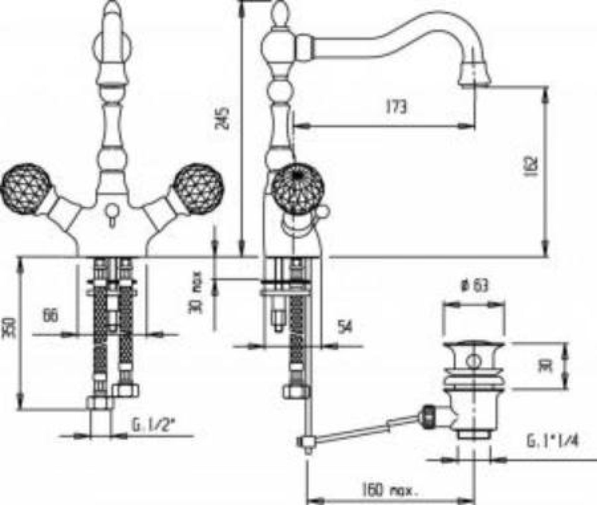 Смеситель для раковины Cezares ATLANTIS-LS2-A-02-Sw/M, бронза