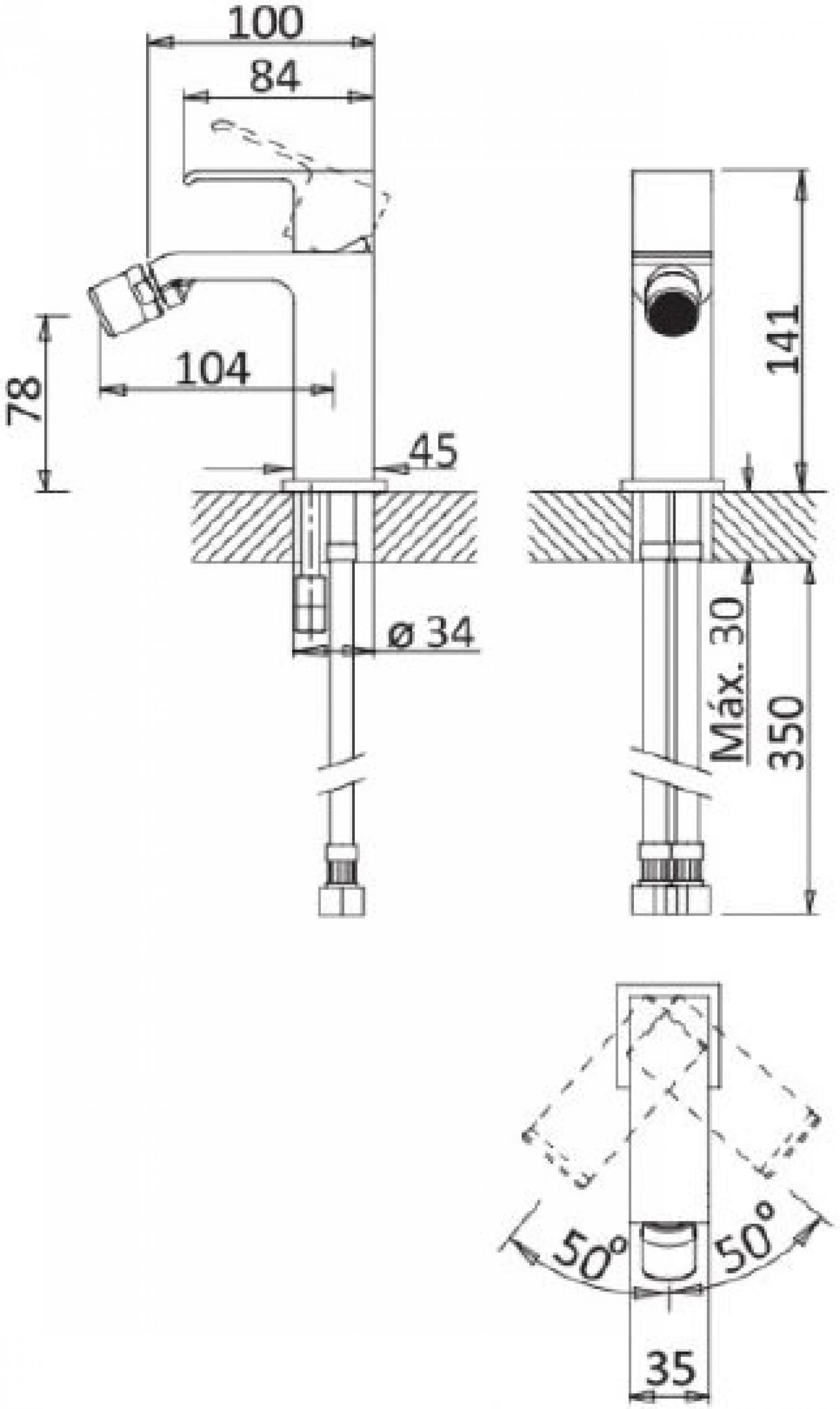 Смеситель для биде Cezares PORTA-BS1-NOP, черный