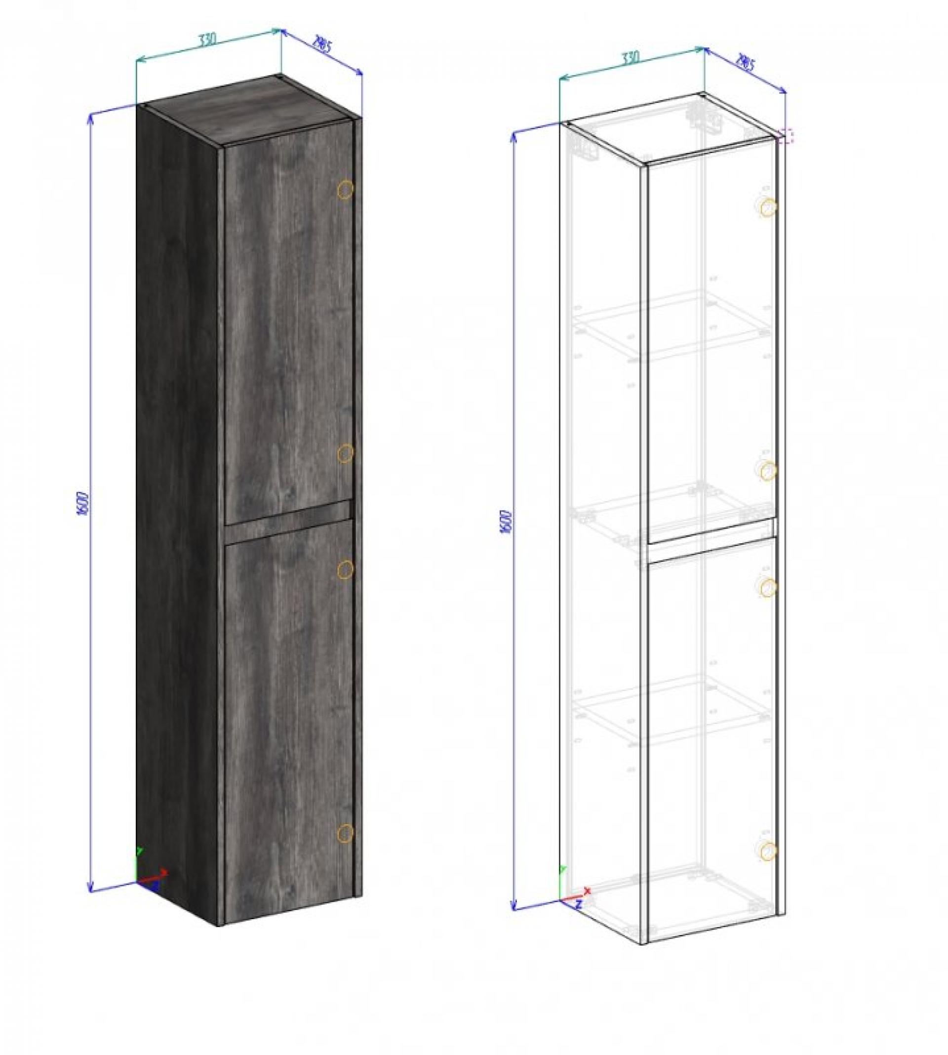 Шкаф-пенал BelBagno KRAFT-1600-2A-SC-RNN-L rovere nebrasca nature