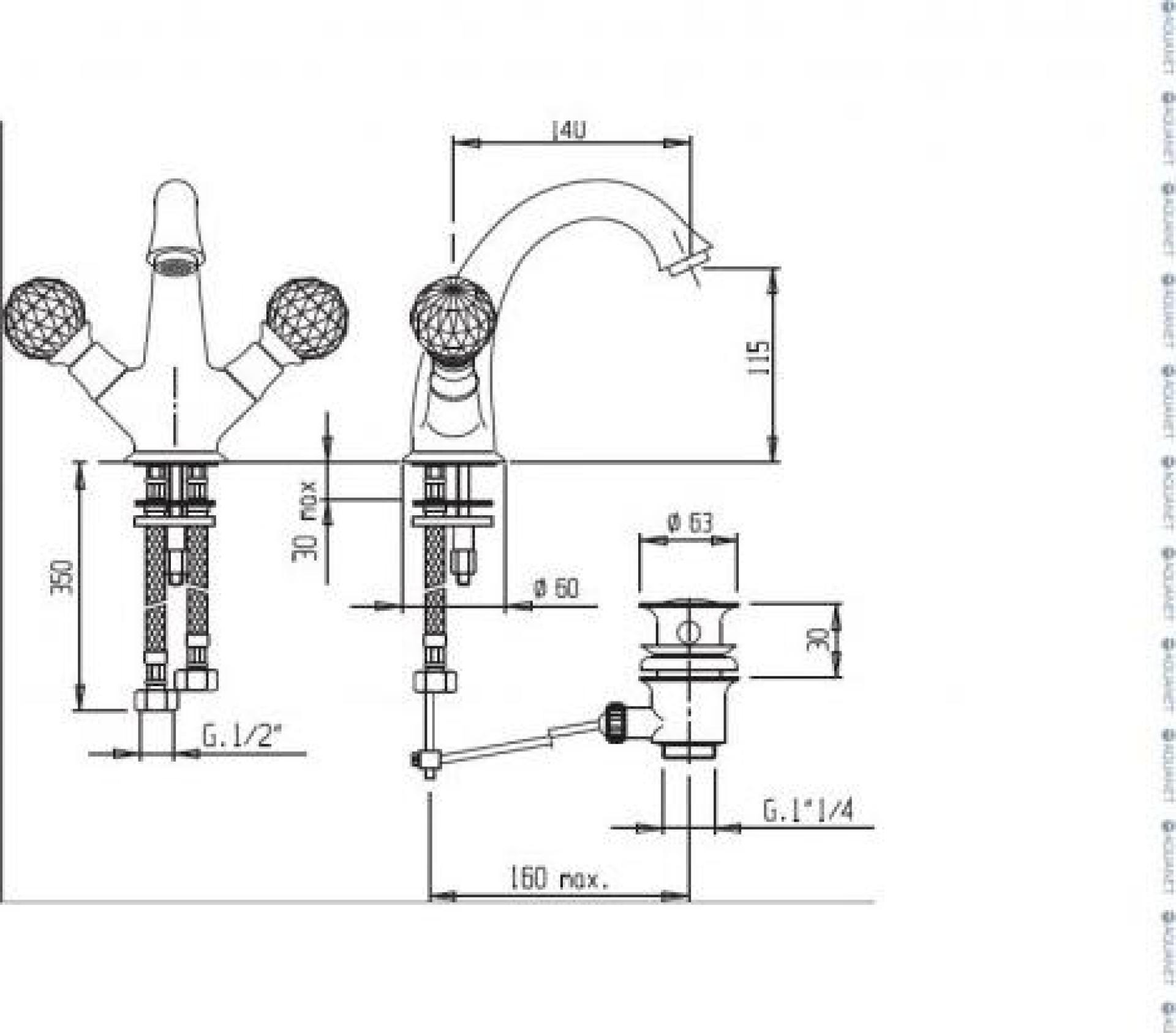 Смеситель для раковины Cezares ATLANTIS-LS1-02-Sw/M, бронза