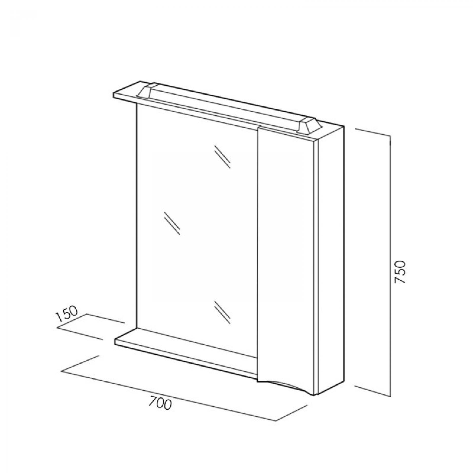 Зеркало-шкаф 70 см BelBagno MARINO-SPC-700/750-1A-BL-P-L