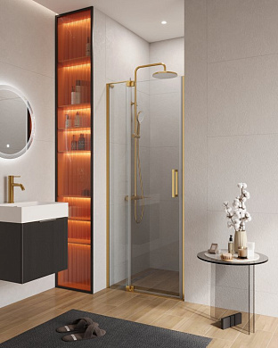 Дверь душевая Cezares Slider 70 SLIDER-B-1-70/80-C-BORO профиль брашированное золото, стекло прозрачное