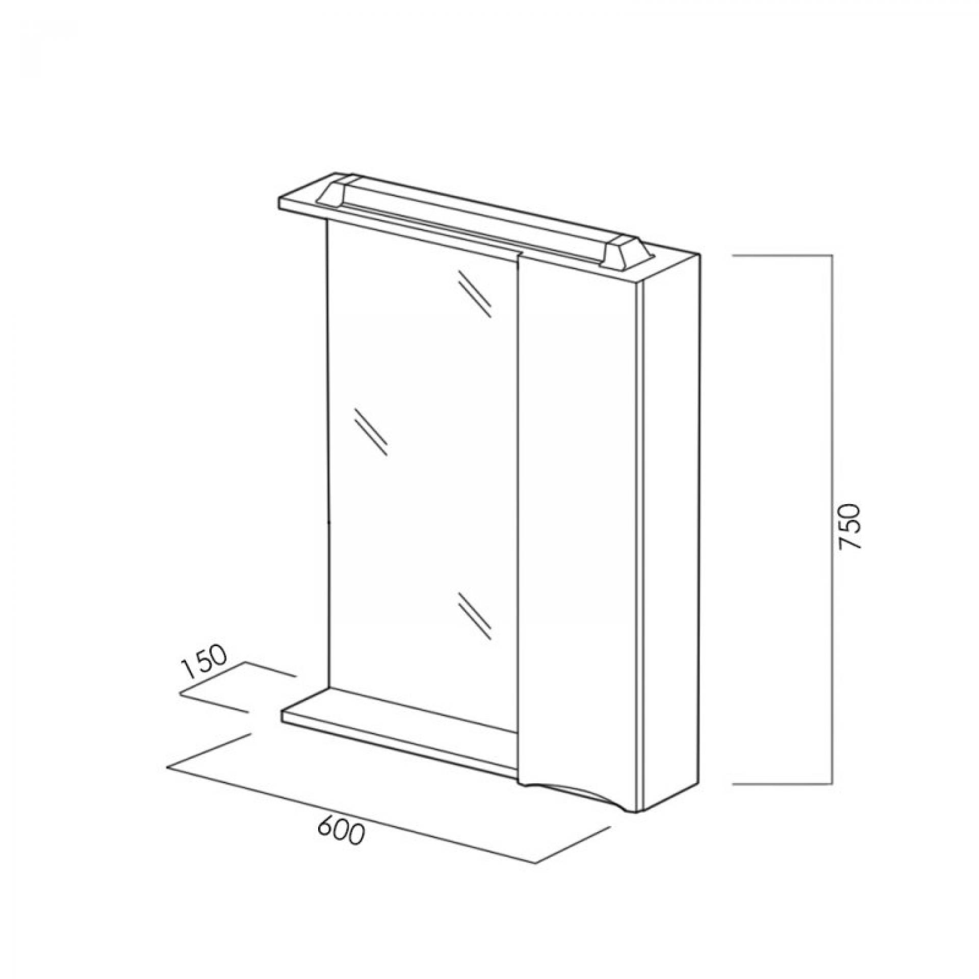 Зеркало-шкаф 60 см BelBagno MARINO-SPC-600/750-1A-BL-P-R