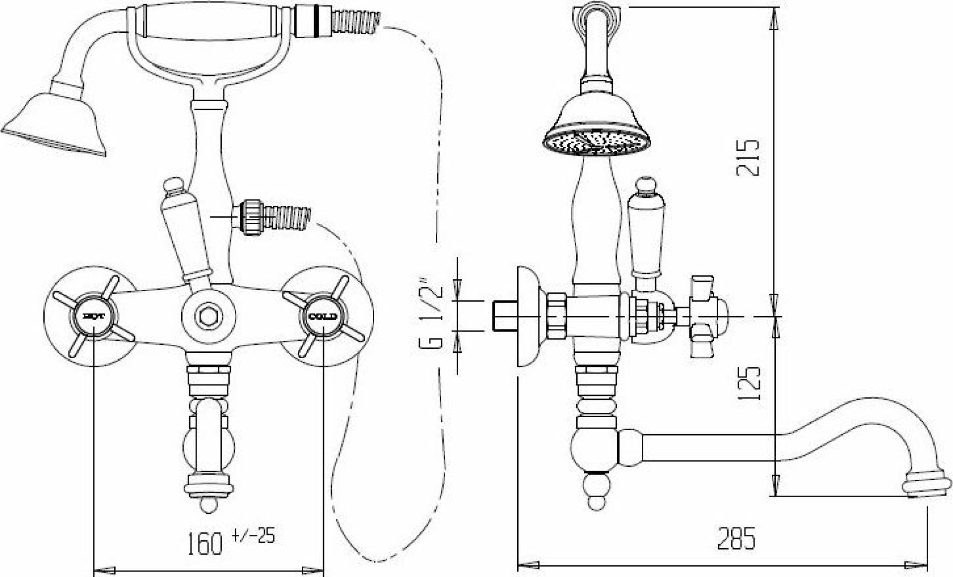 Смеситель на борт ванны Cezares LORD-PBV2-03/24-M, золото