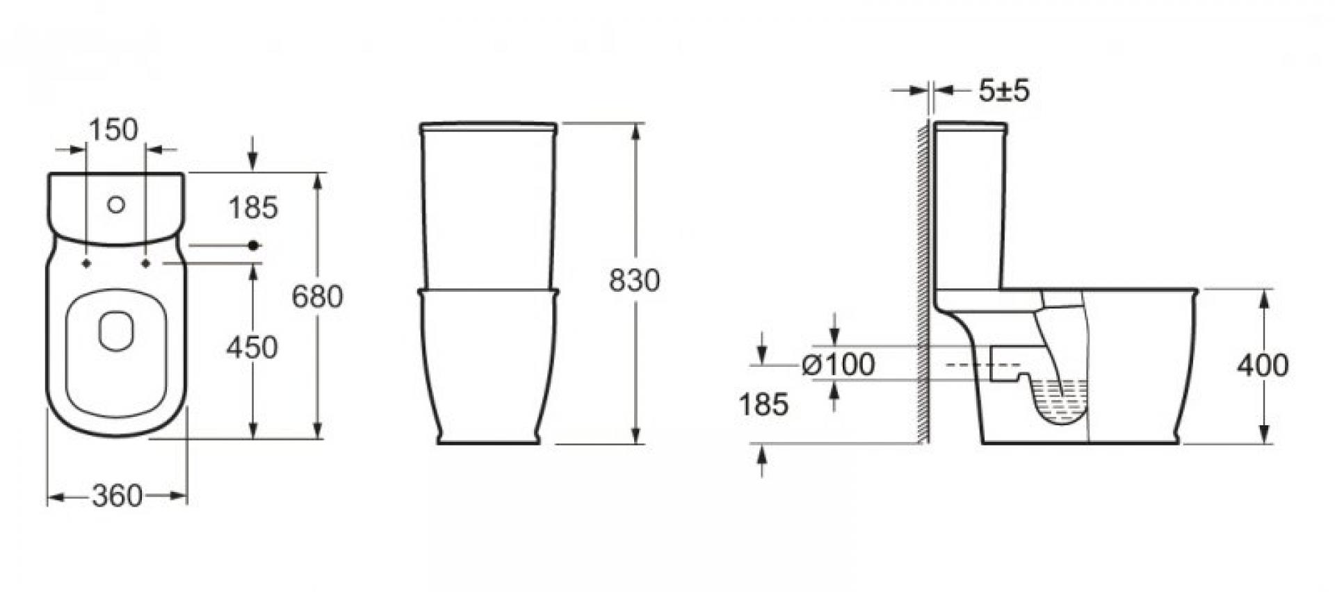 Бачок для унитаза BelBagno Prado BB10150T подвод снизу бачка