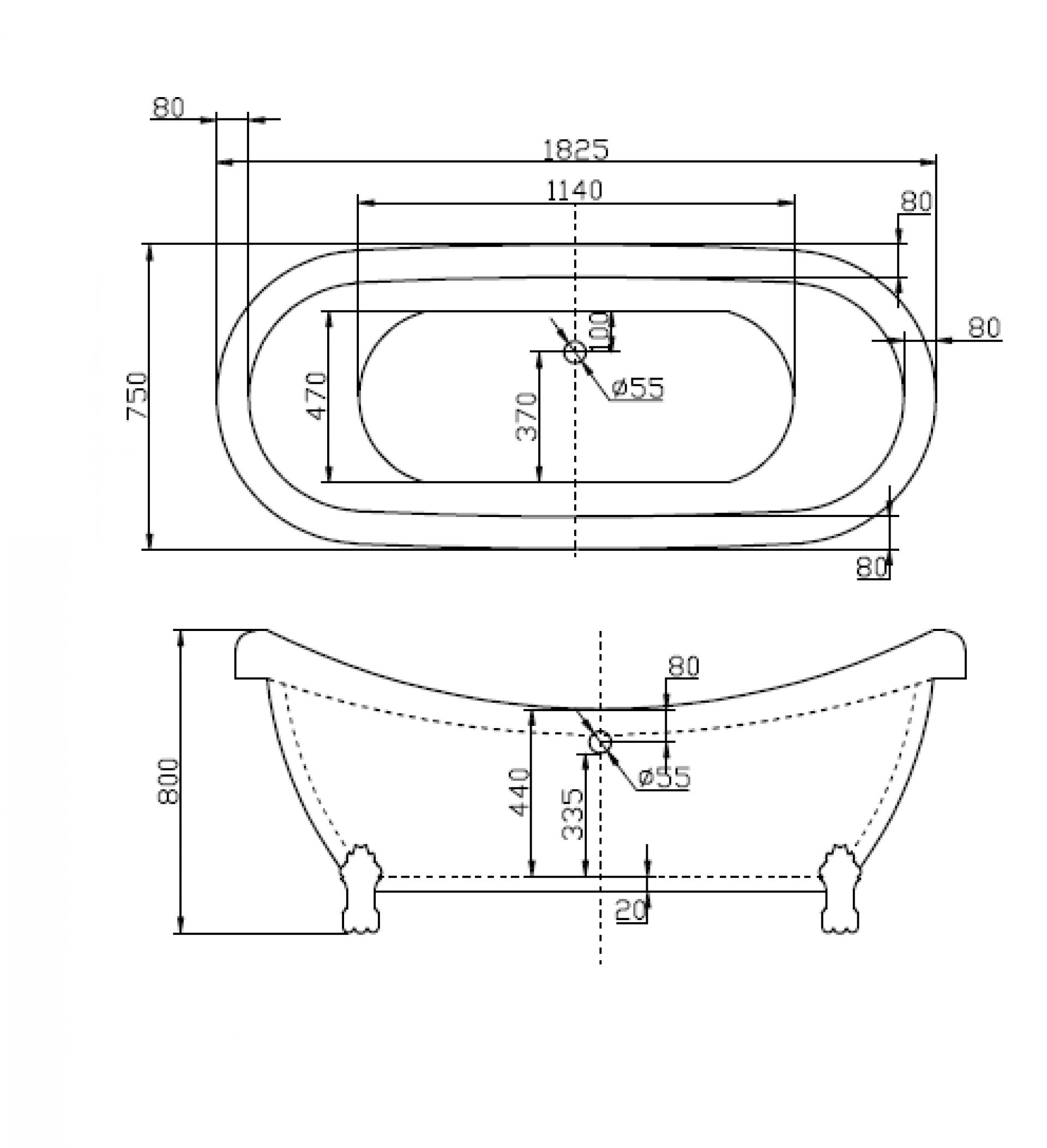 Акриловая ванна 183х75 BelBagno BB05