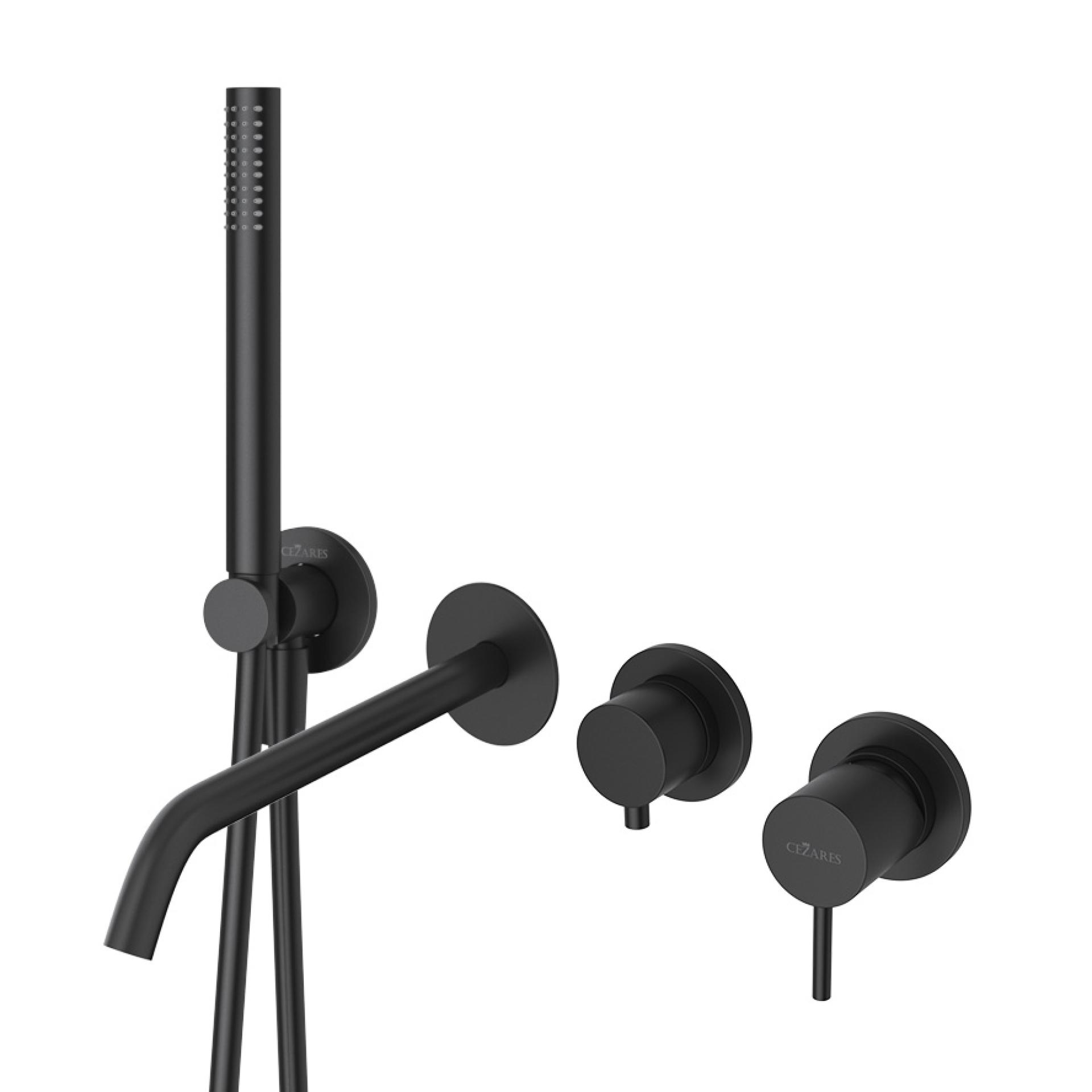 Смеситель для ванны с душем Cezares Leaf LEAF-VDIM3-D-L-NOP черный матовый