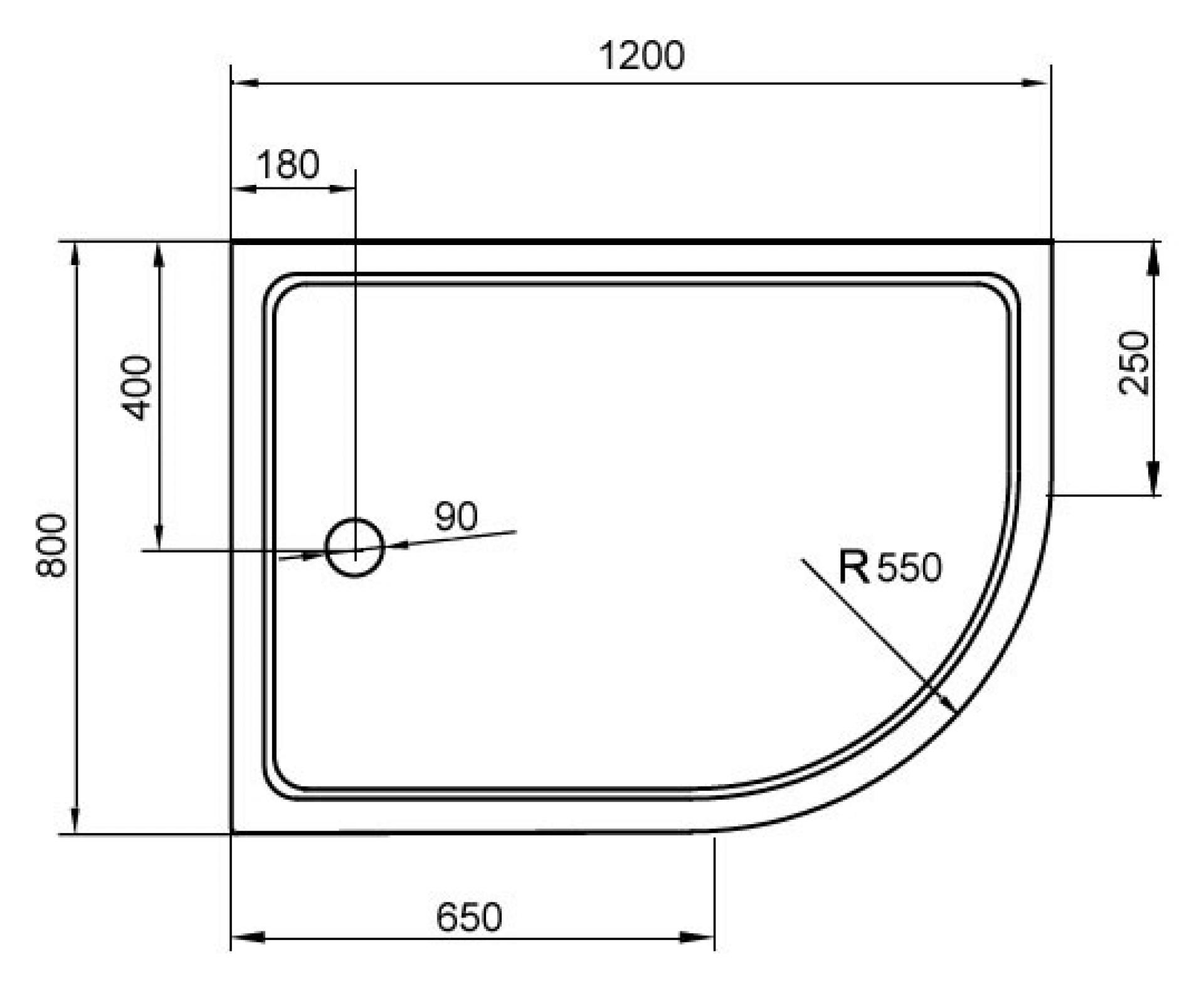 Поддон для душа Cezares Tray R550 120х80 см акриловый R