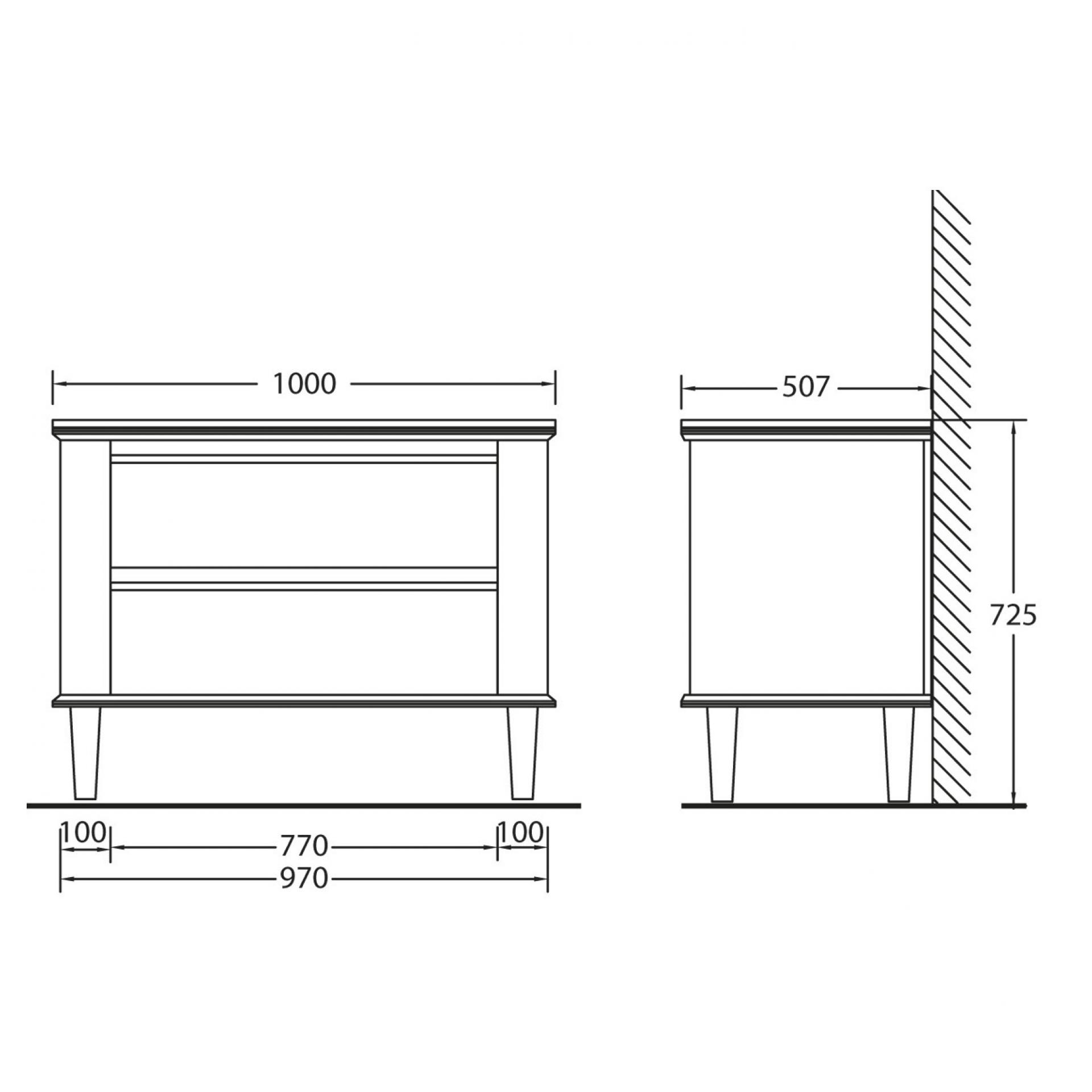 Тумба под раковину 100 см BelBagno RADICE-1000-2C-710-BL bianco lucido