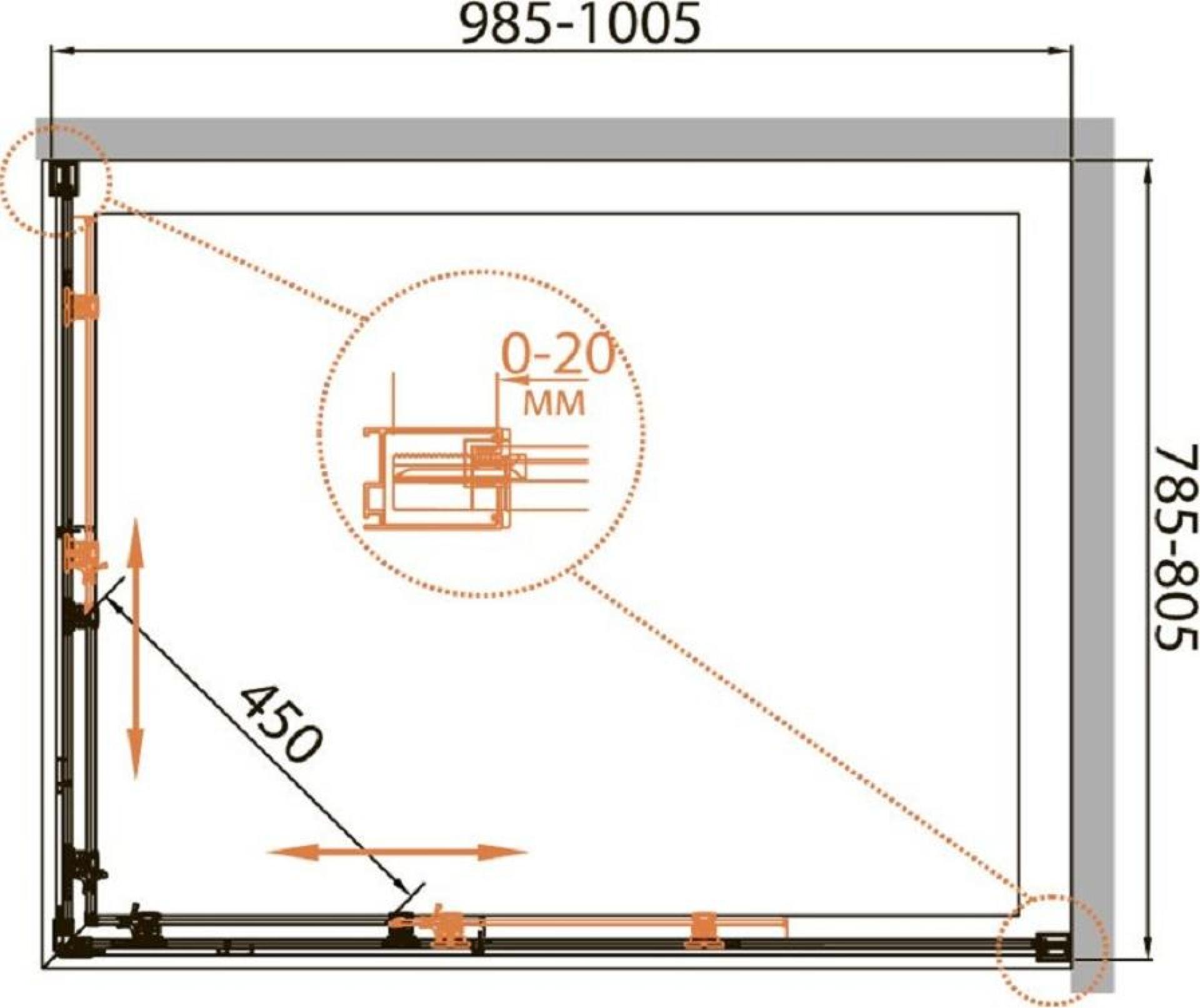 Душевой уголок Cezares RELAX-AH-2-100/80-P-Bi стекло punto