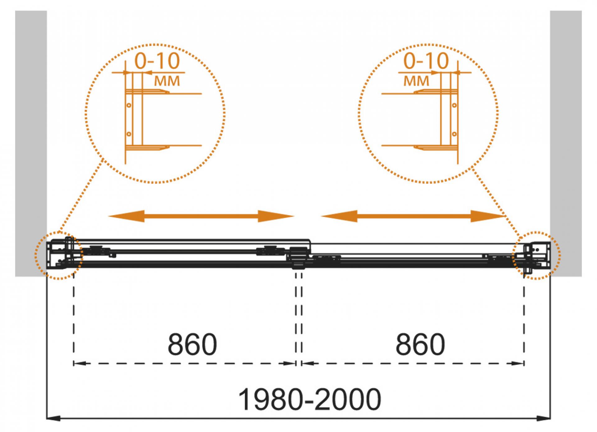 Шторка на ванну Cezares Tandem Soft-VF-2-200/145-C-Cr-IV