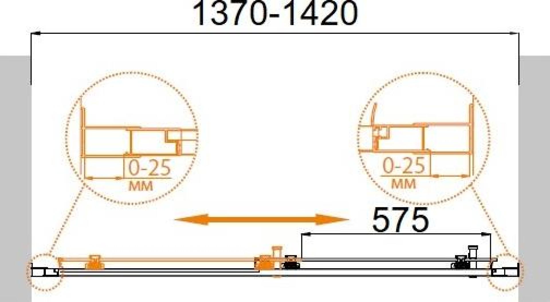 Душевая дверь в нишу Cezares Molveno-BF-1-140-C-Cr-IV