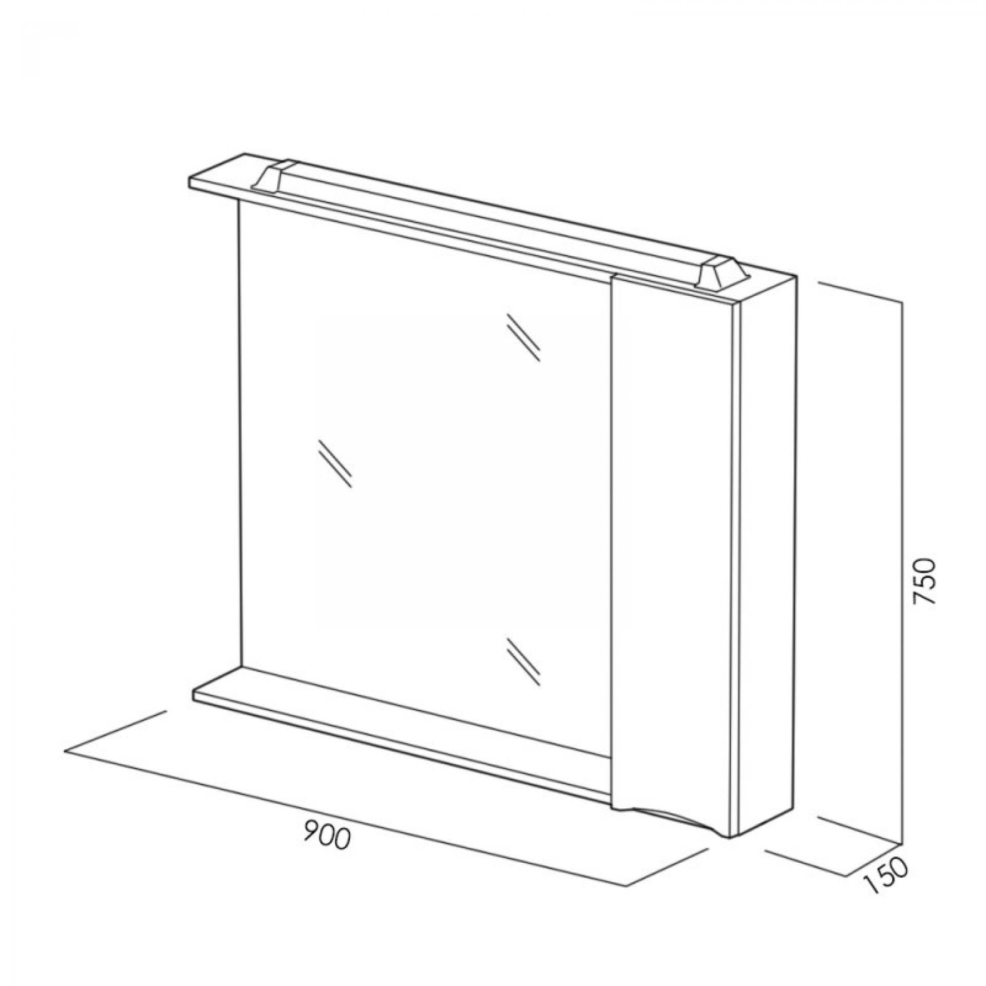 Зеркало-шкаф 90 см BelBagno MARINO-SPC-900/750-1A-BL-P-L