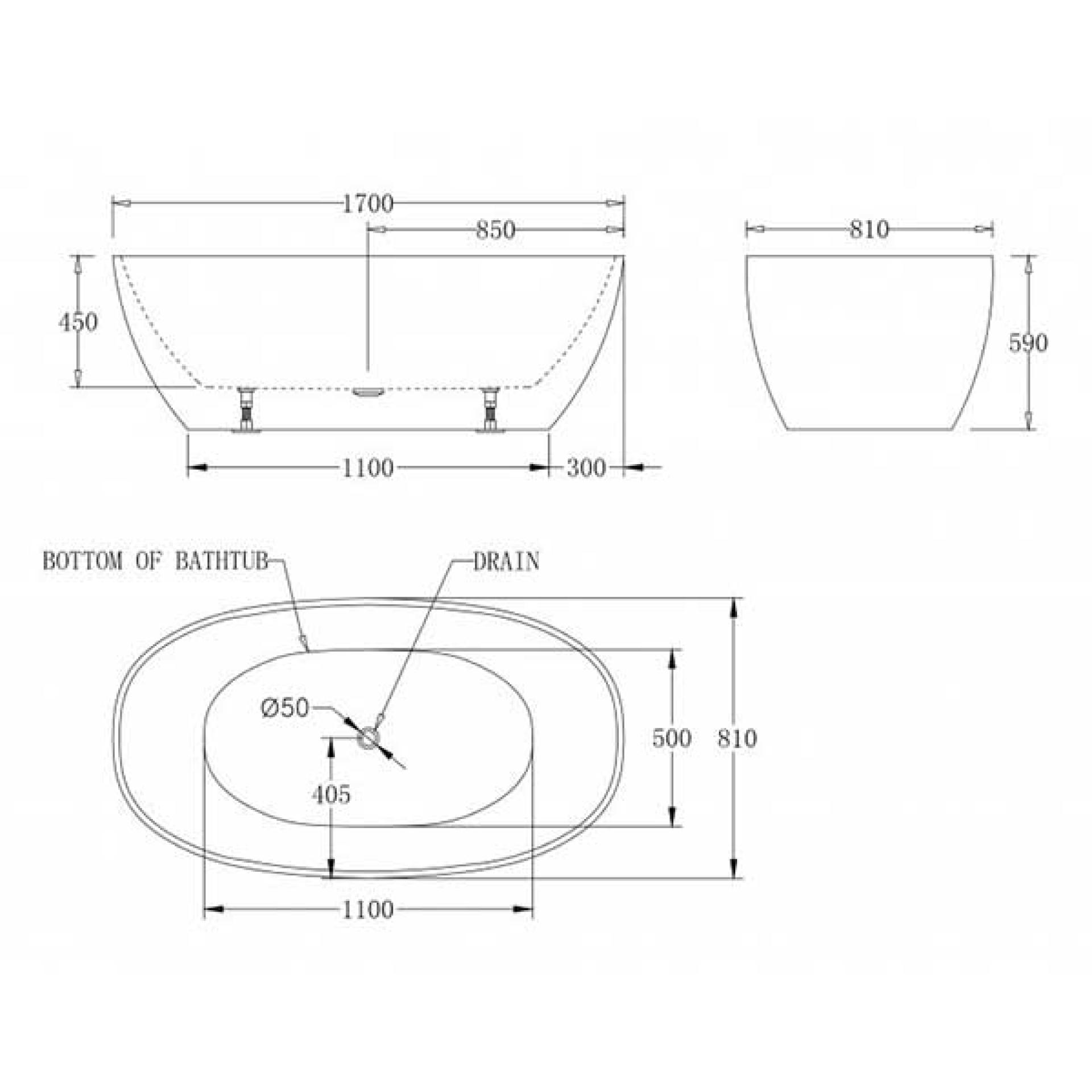 Акриловая ванна 170х80 см BelBagno BB81-1700-W0