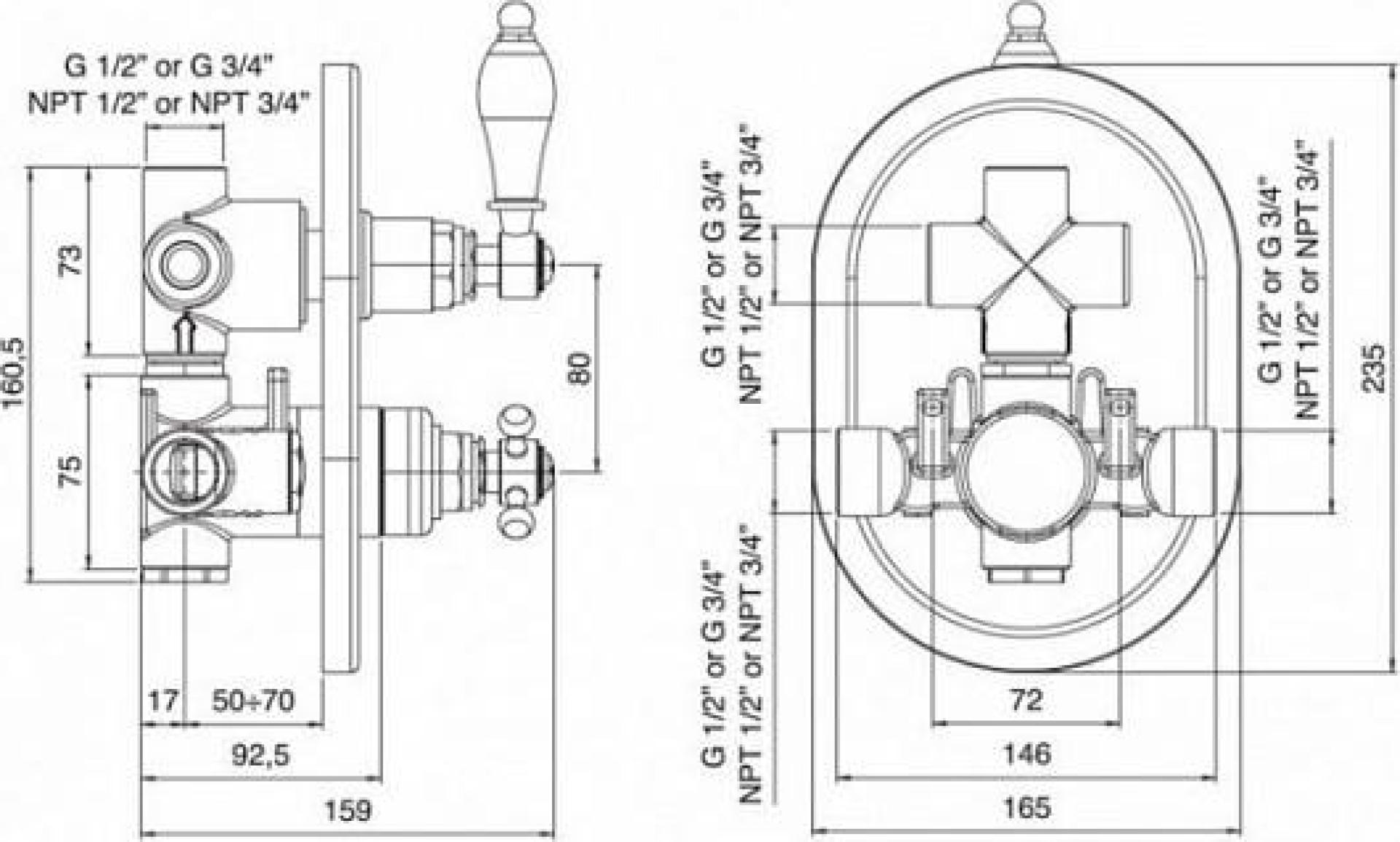 Смеситель для душа Cezares VDIM2-T-03/24, золото