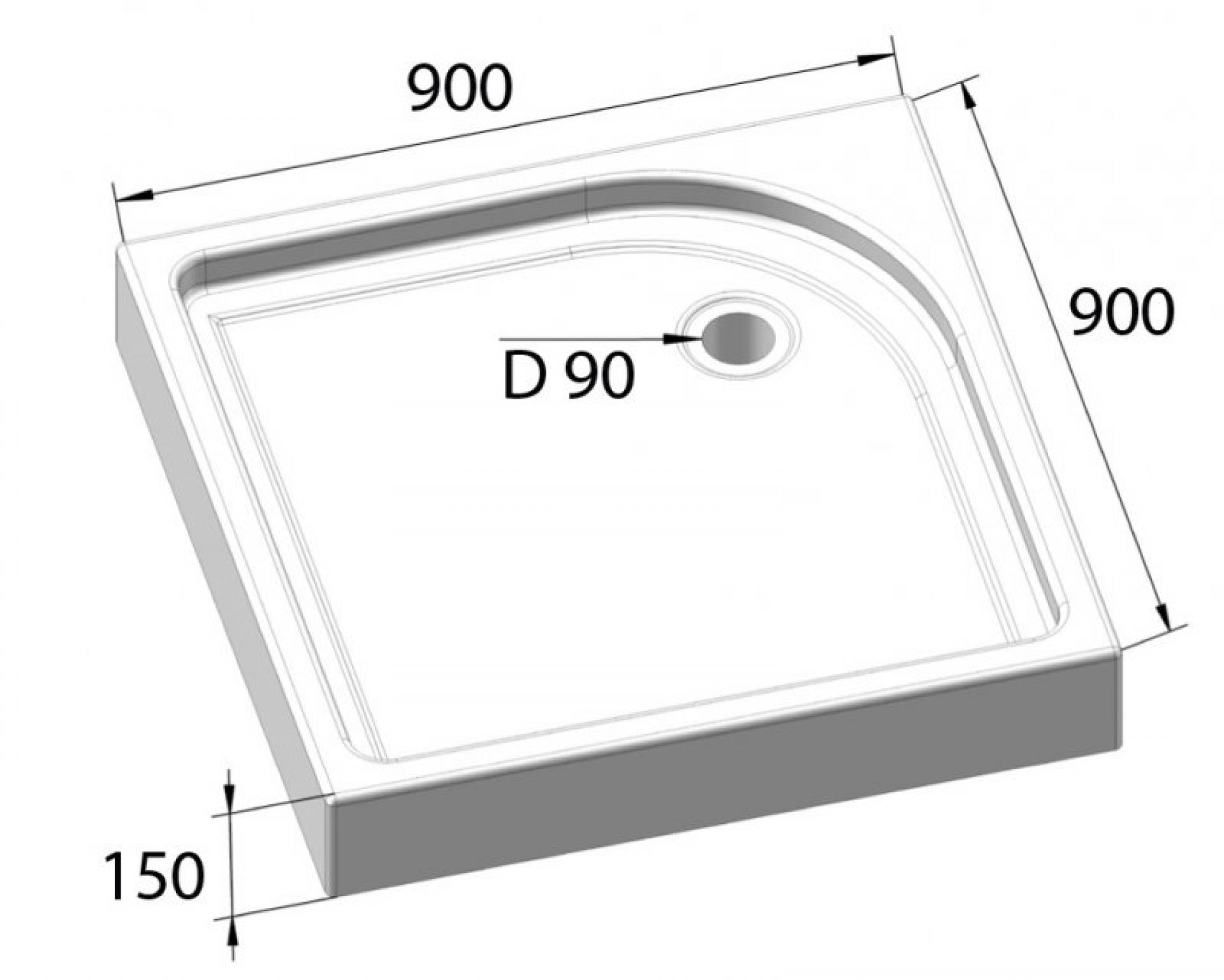 Поддон для душа BelBagno TRAY-BB-A-90-15-W