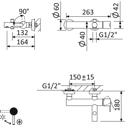 Смеситель для ванны с душем Cezares Leaf LEAF-VD-L-01 хром