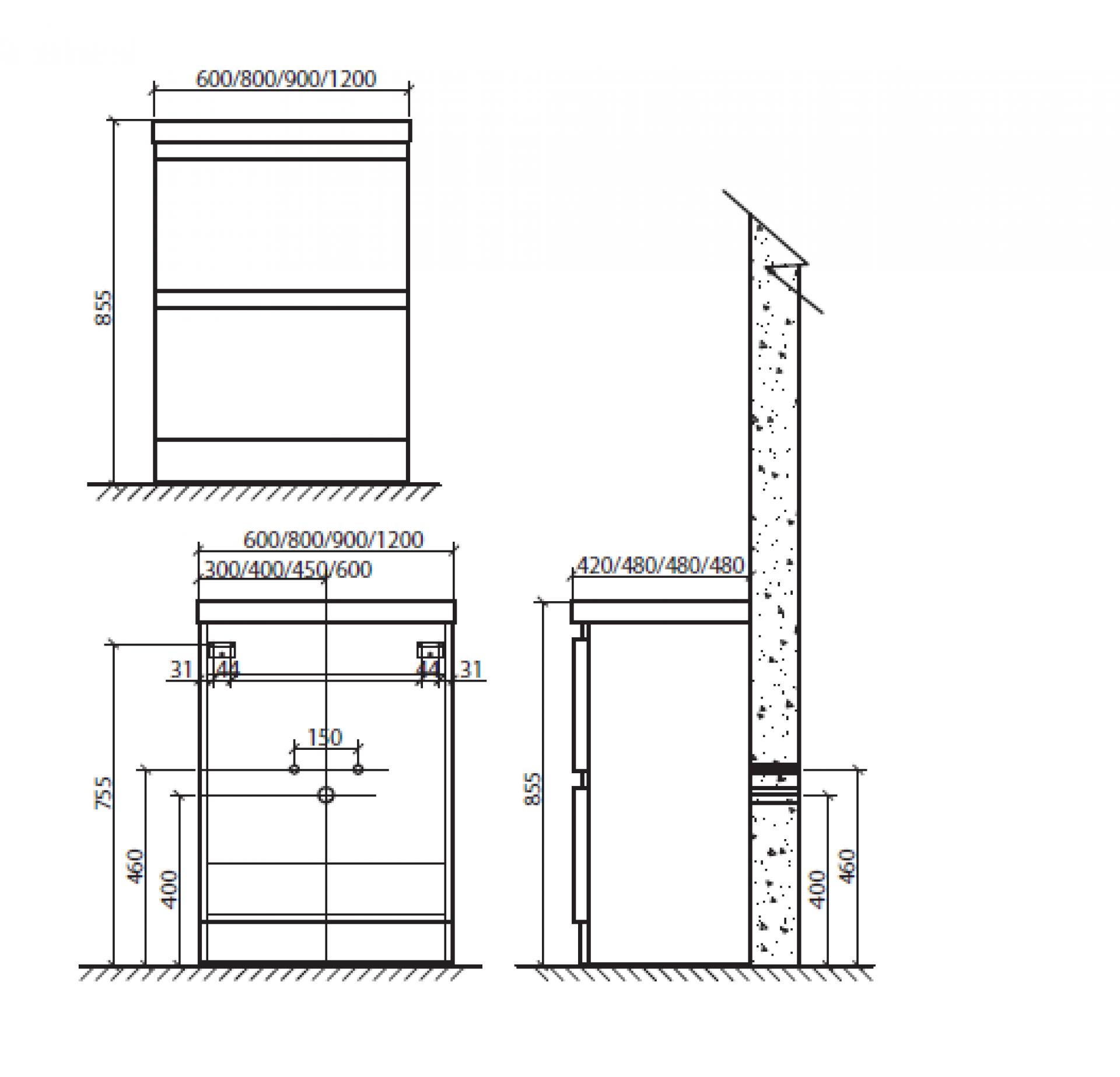 Тумба для комплекта BelBagno ENERGIA-N-1200-2C-PIA-2-BL bianco lucido