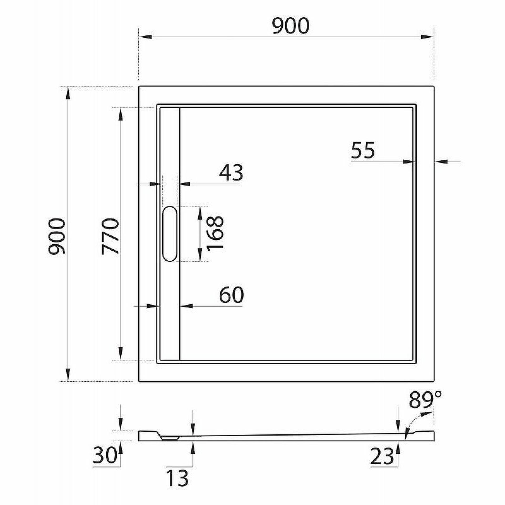 Душевой поддон Cezares Tray AS 90x90 TRAY-AS-A-90-30-W, белый