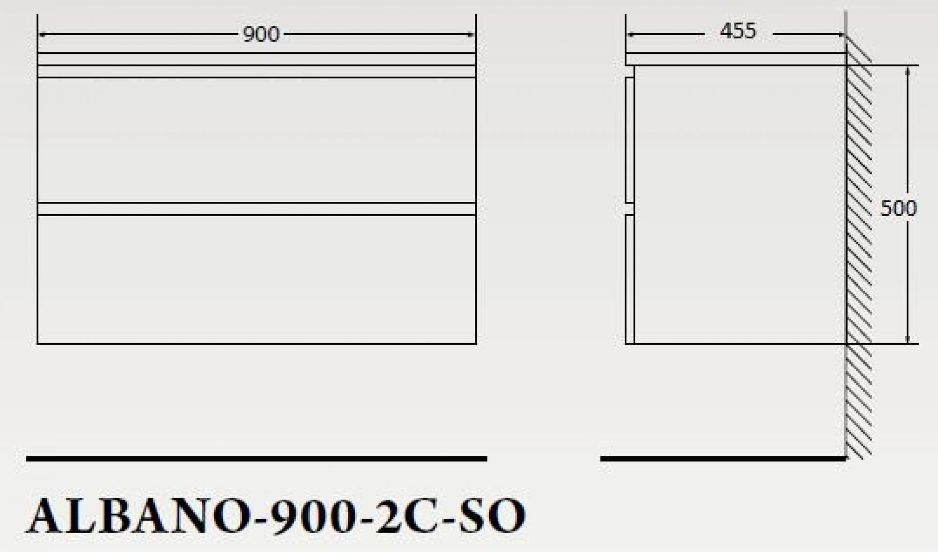 Тумба для комплекта BelBagno ALBANO-900-2C-SO-CVG cemento verona grigio