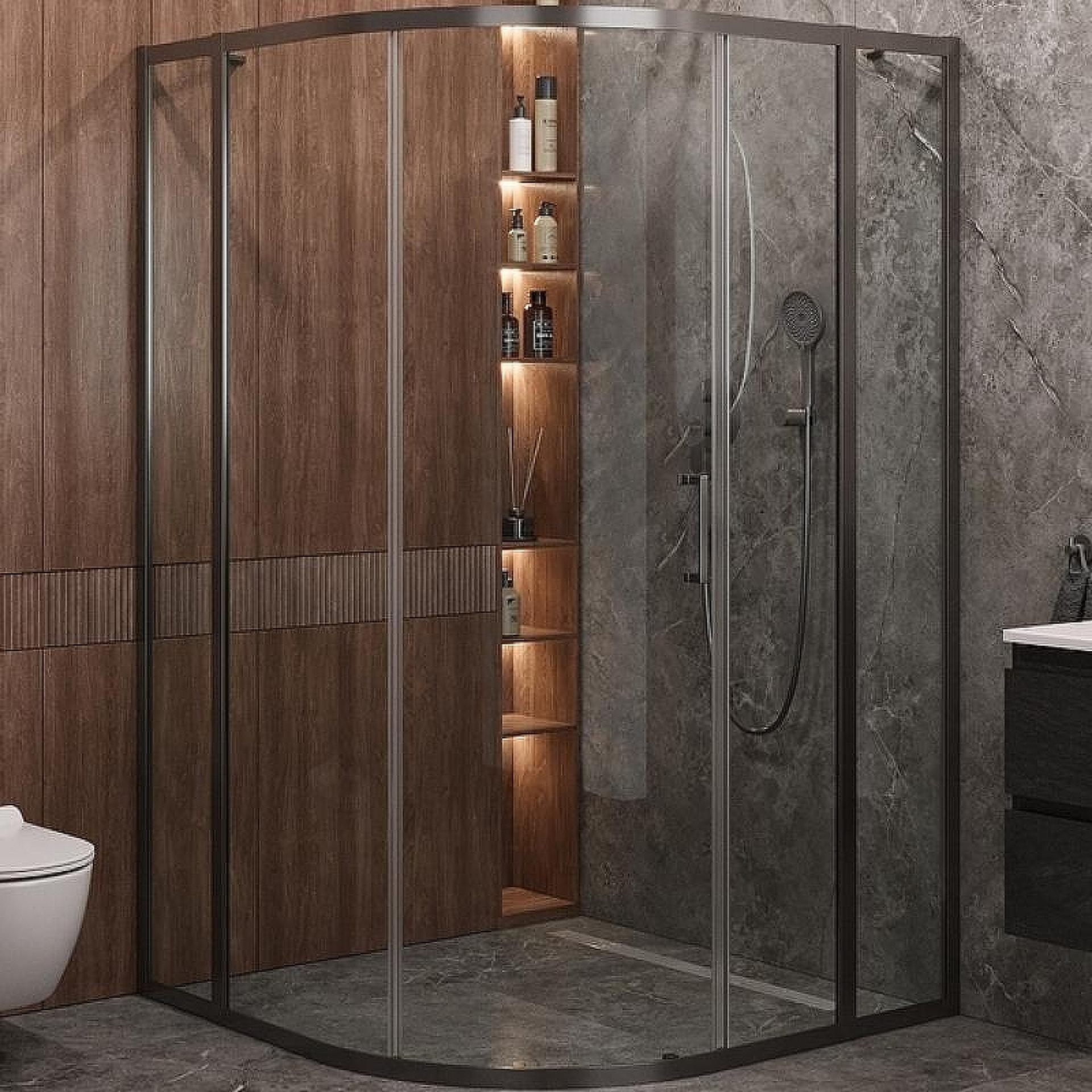 Перегородка душевая Cezares Molveno  MOLVENO-FIX-30-C-GM-IV профиль оружейная сталь, стекло прозрачное