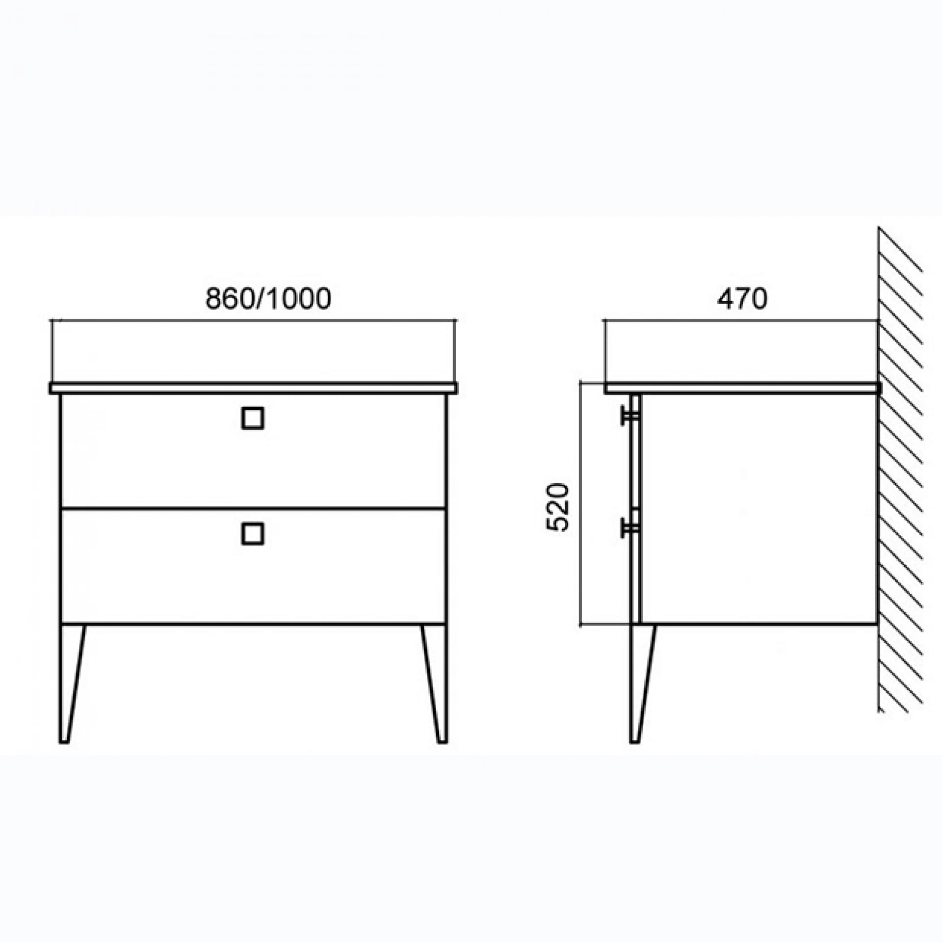 Тумба для комплекта BelBagno ATRIA-850-2C-SO-BL bianco lucido