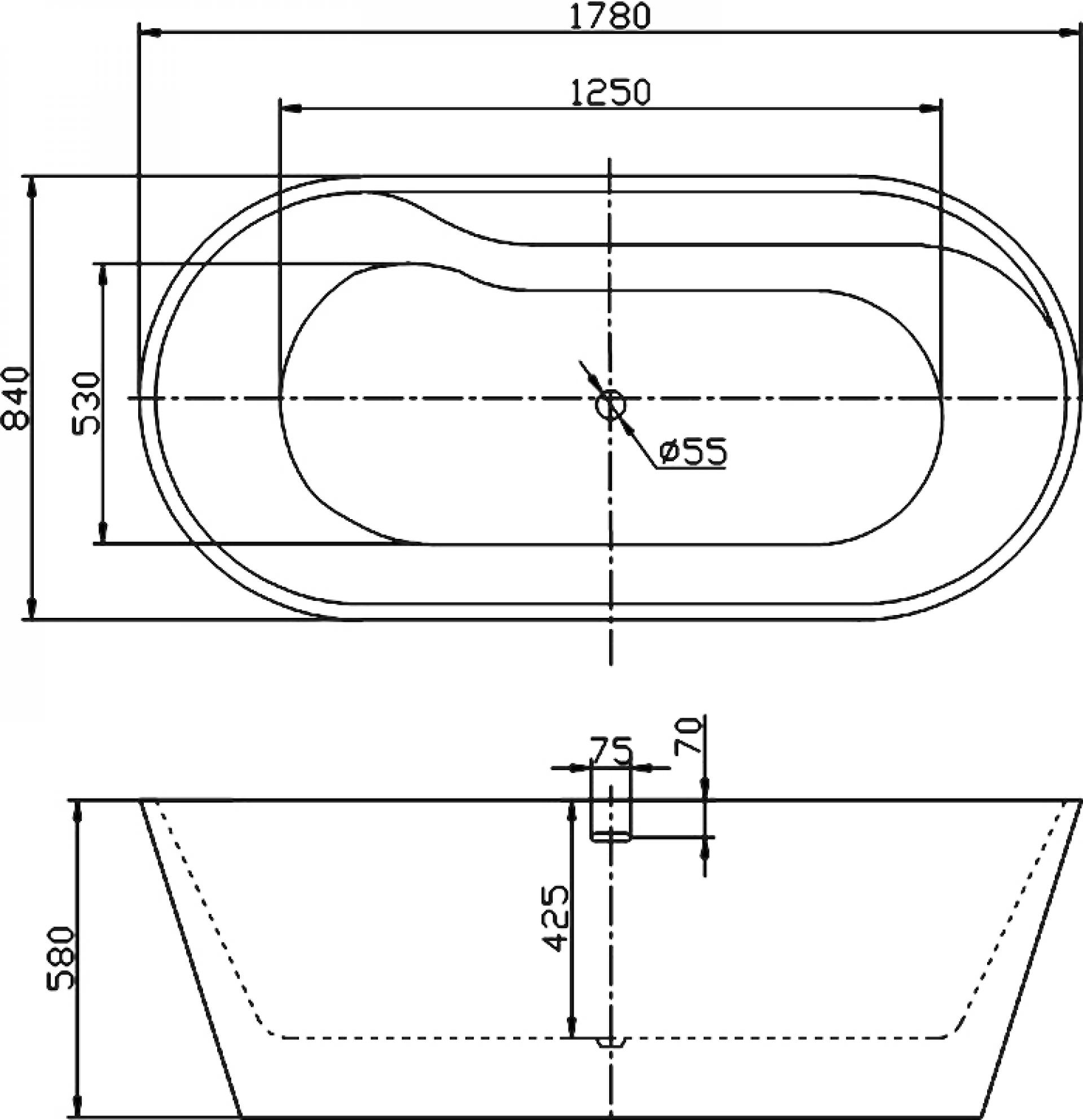 Акриловая ванна 178х84 BelBagno BB14