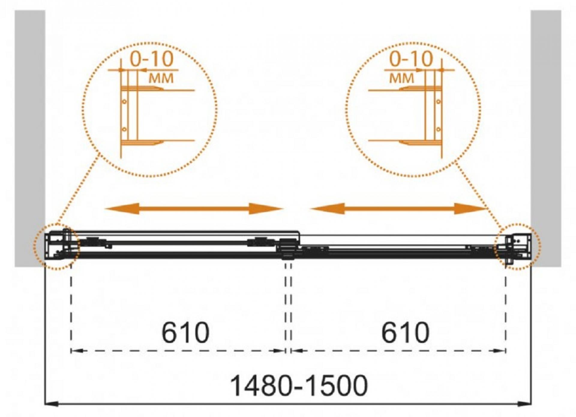 Шторка на ванну Cezares TANDEM-SOFT-VF-2-150/145-P-Cr стекло punto