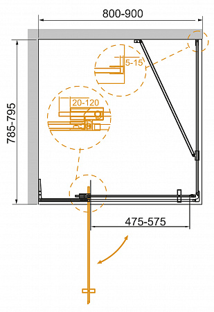 Душевой уголок Cezares SLIDER-AH-1-80/90-100-C-Cr