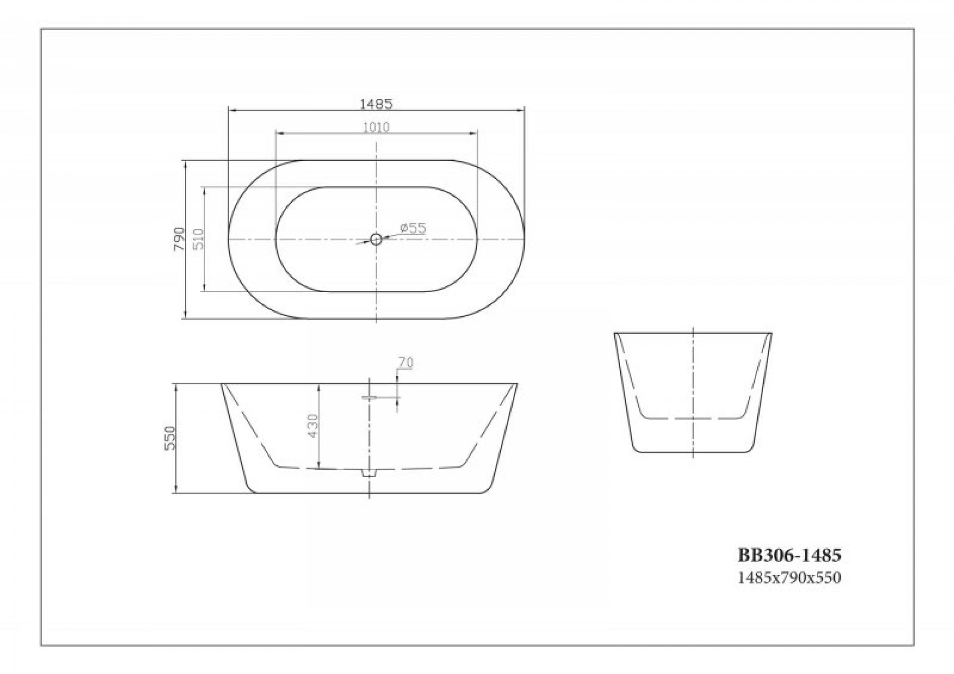 Акриловая ванна 149х79 см BelBagno BB306-1485