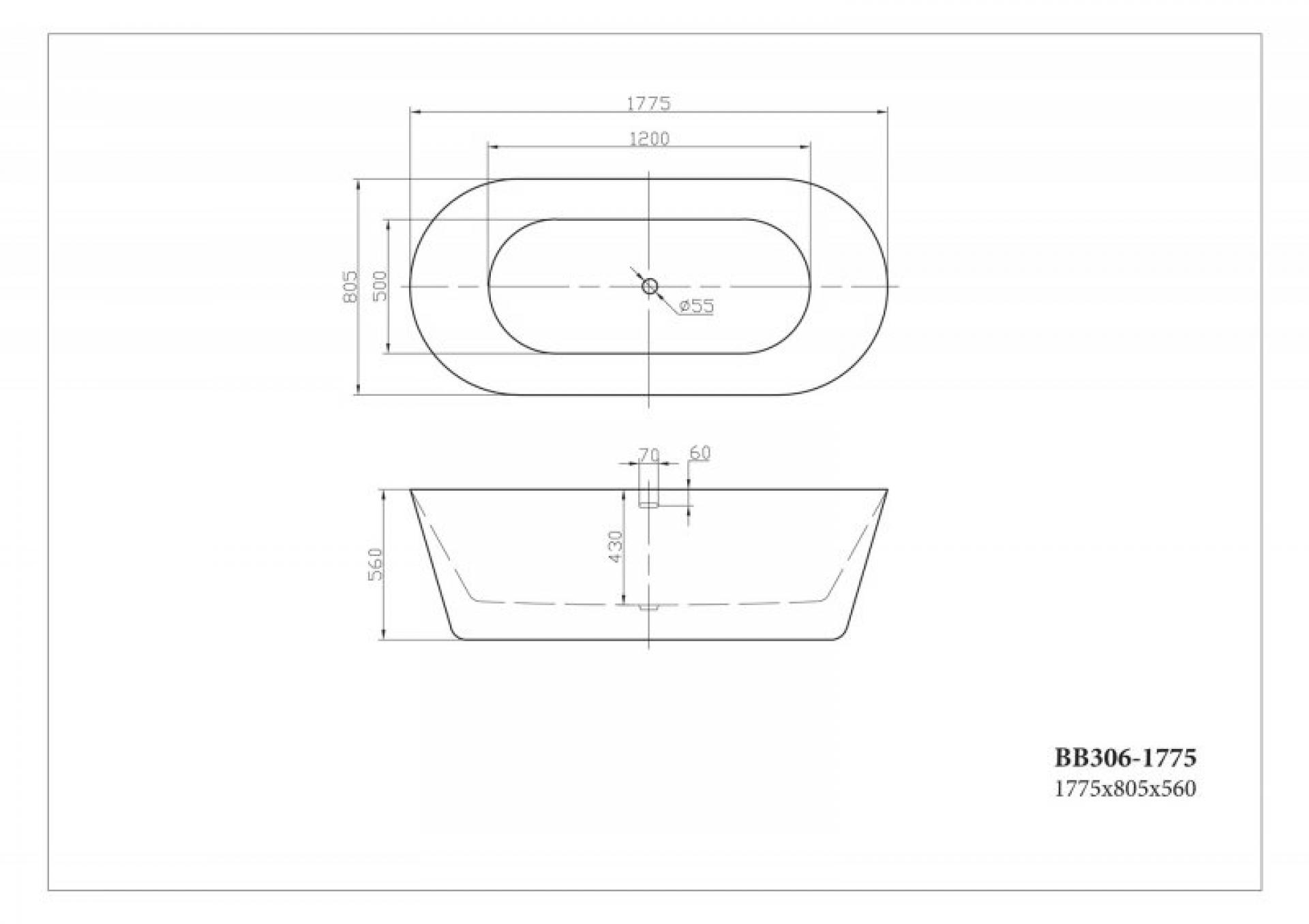 Акриловая ванна 178х81 см BelBagno BB306-1775