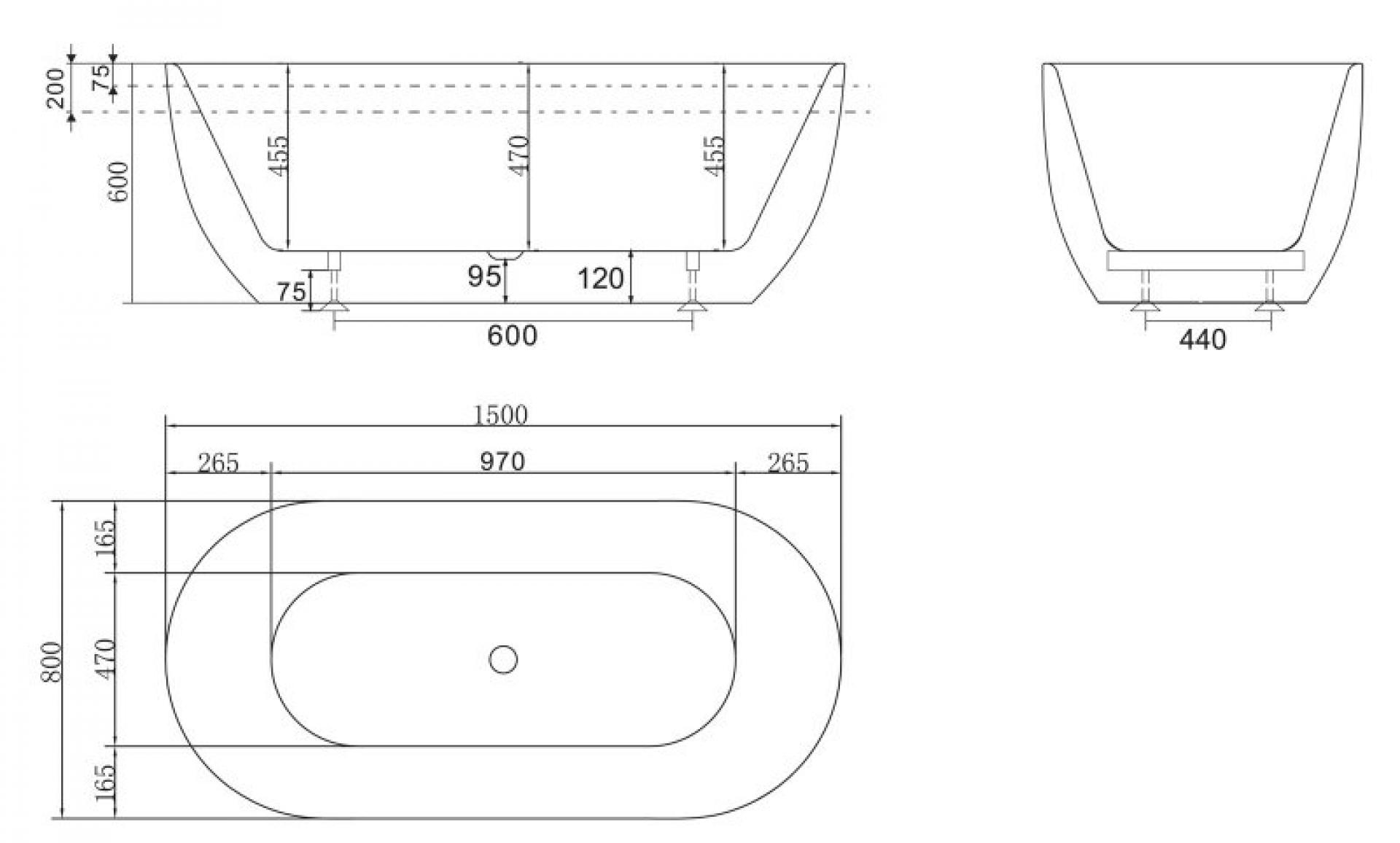 Акриловая ванна 150х80 см BelBagno BB70-1500-800