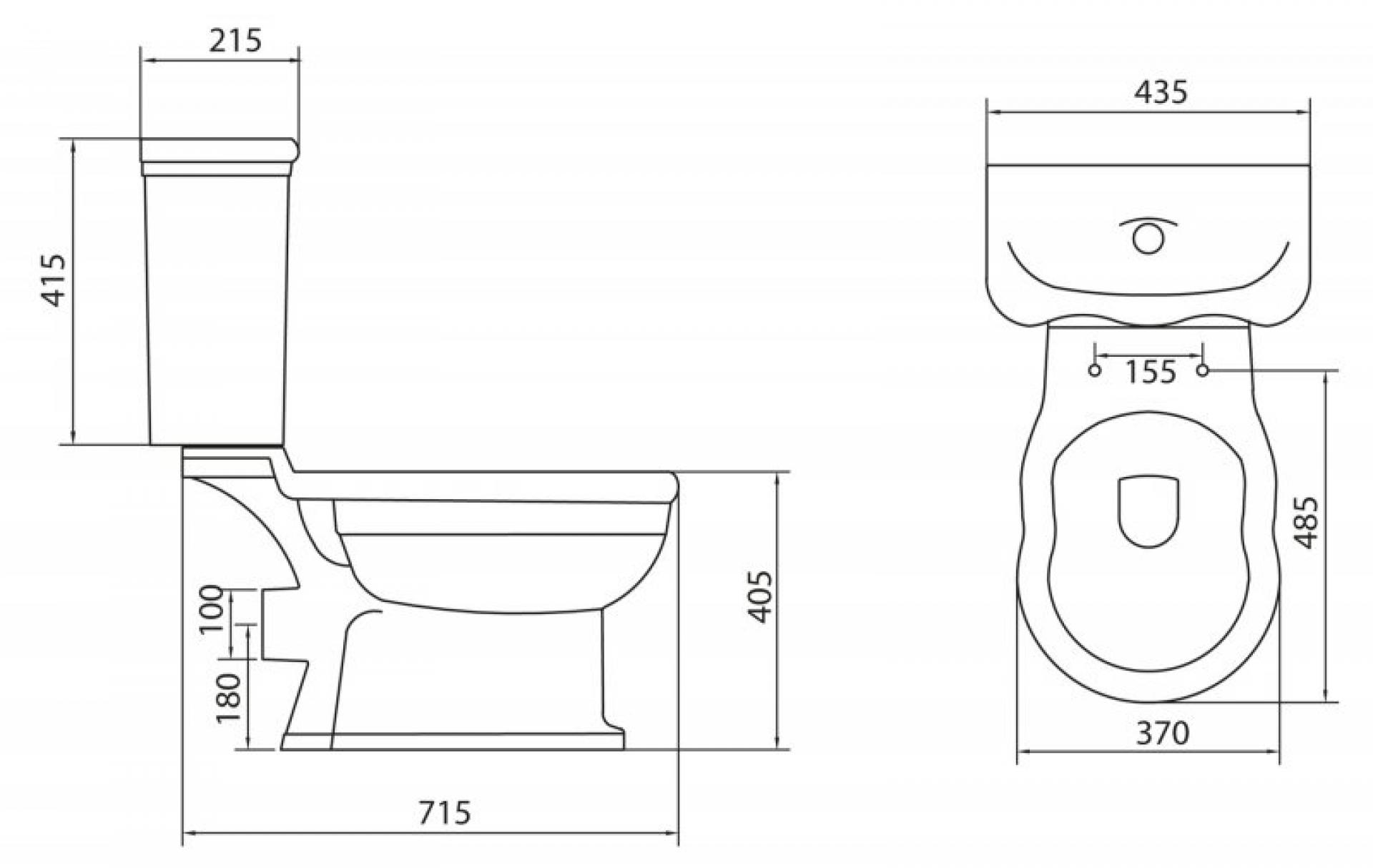 Чаша для унитаза-компакта BelBagno Boheme BB115CP с горизонтальным выпуском воды