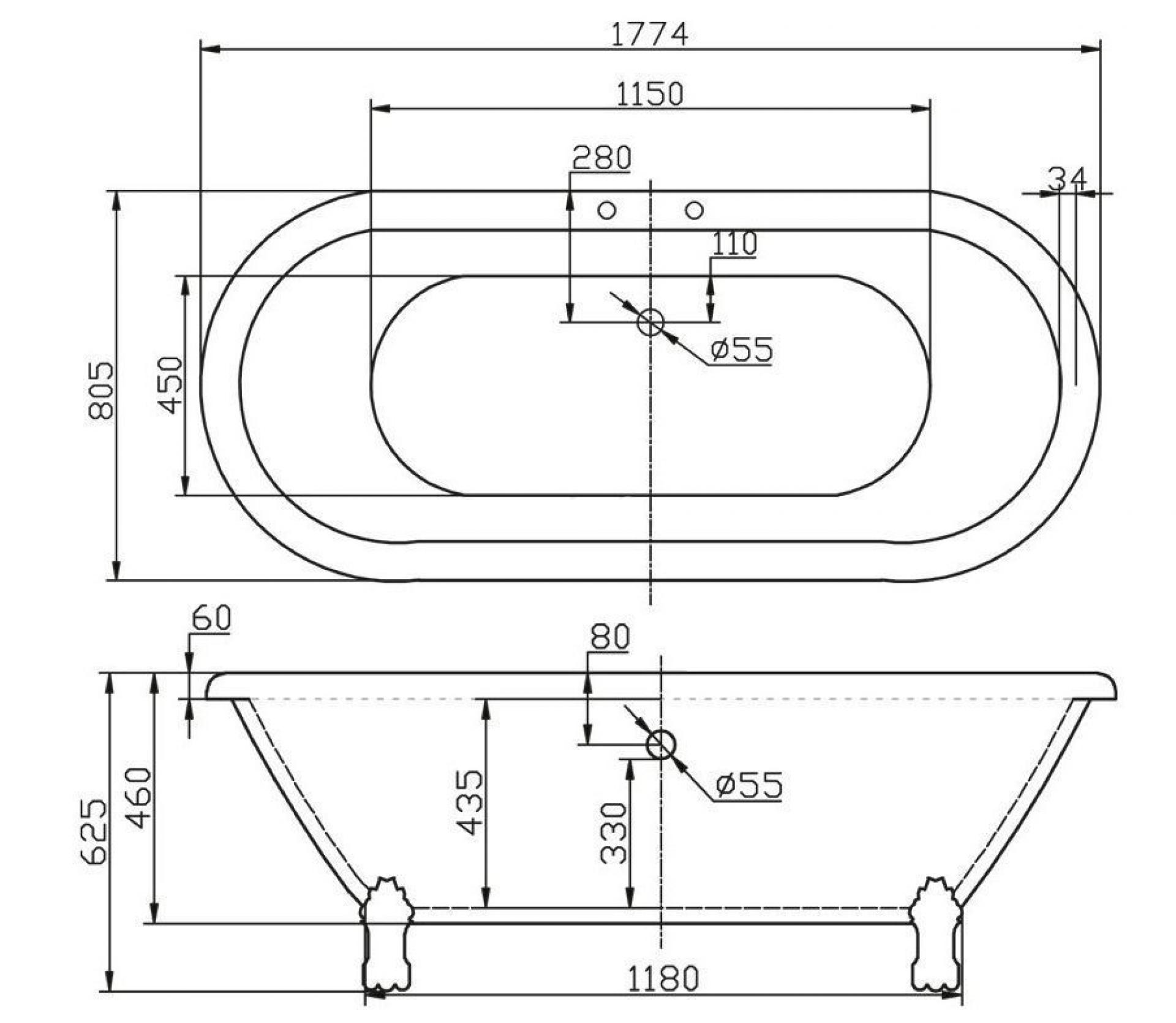 Акриловая ванна 180х80 BelBagno BB21