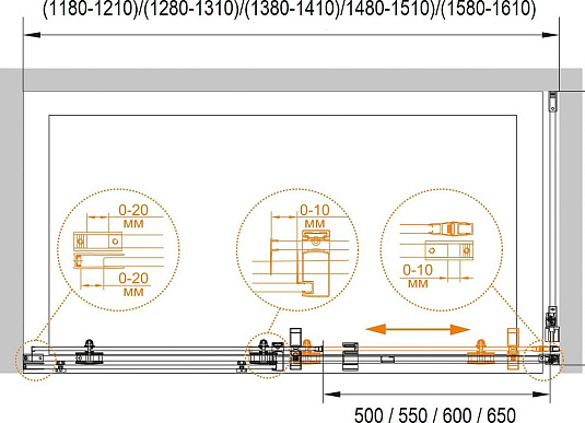 Душевая дверь в нишу Cezares STYLUS-O-M-BF-1-140-C-Cr стекло прозрачное