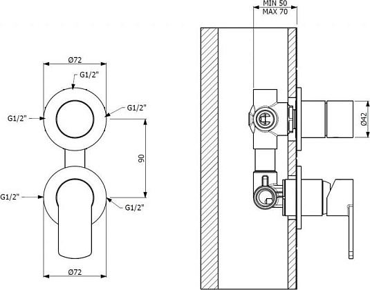 Смеситель для душа Cezares GLAM-VDIM4-BIO, белый