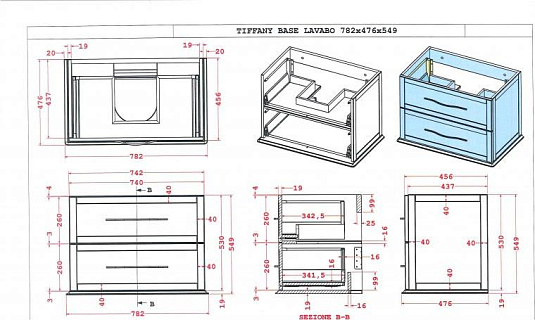 Тумба для комплекта Cezares Tiffany 54949 nero grafite