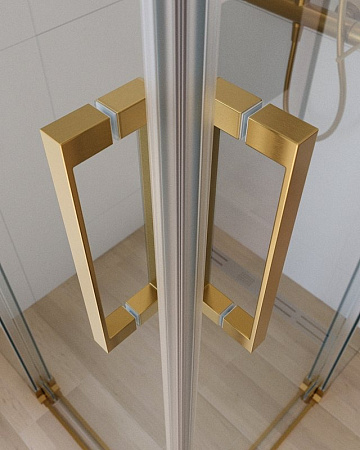 Душевой уголок Cezares SLIDER-A-2-100/110-C-BORO профиль брашированное золото, стекло прозрачное