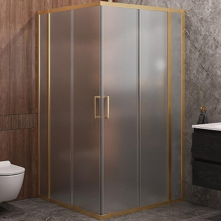 Перегородка душевая Cezares Molveno  MOLVENO-FIX-20-P-BORO профиль брашированное золото, стекло рифленое