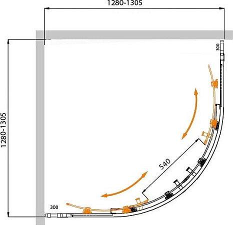 Душевой уголок Cezares MOLVENO-R-22-100+30-P-Cr стекло punto
