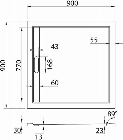 Поддон для душа Cezares Tray AS 90x90 TRAY-AS-A-90-30-NERO, черный матовый