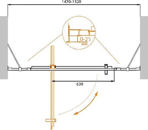 Душевая дверь в нишу Cezares MOLVENO-BA-12-90+60-P-Cr стекло punto