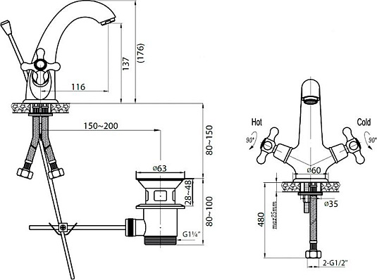 Смеситель Cezares Golf GOLF-LS1-01 для раковины