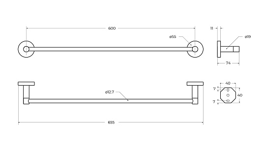 Полотенцедержатель Cezares Relax RELAX-TH-65-GM оружейная сталь