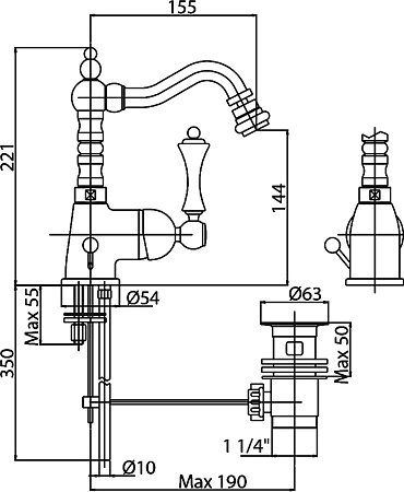 Смеситель Cezares Margot MARGOT-BSM2-02-M для биде