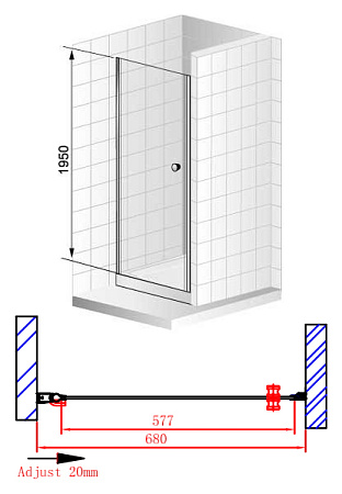 Душевая дверь в нишу Cezares Elena W B1 70 P Cr L