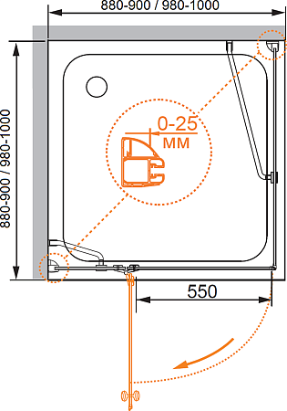 Душевой уголок Cezares VERONA-W-A-1-90-P-Cr-R стекло punto