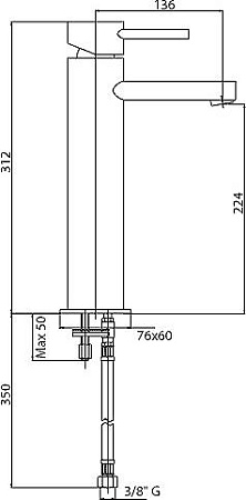 Смеситель Cezares Over LC 01 Cr W0 для раковины